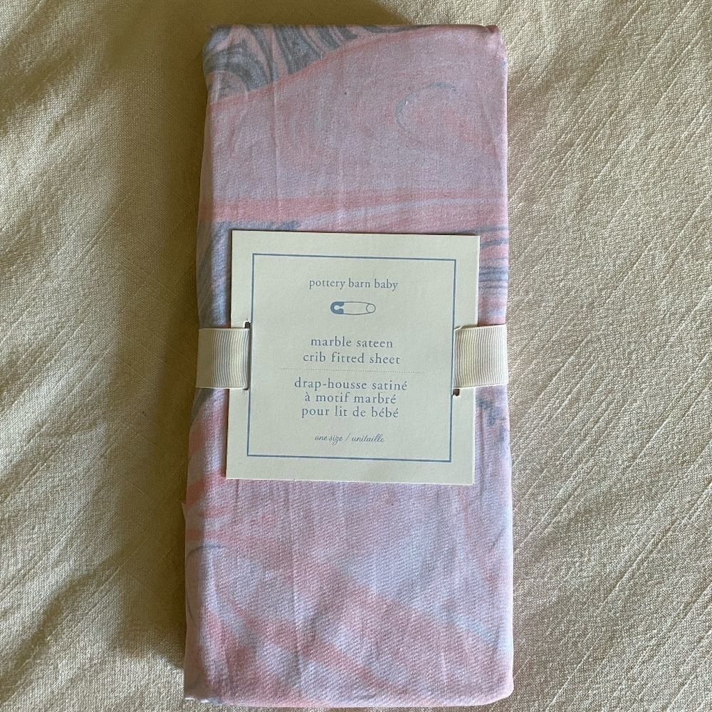 NEW Pottery Barn Baby Marble Crib Sheet 100% Cotton